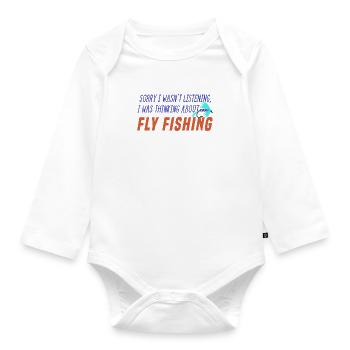 Denken Sie an Fliegenfischen, Naturfischer - Baby Bio-Langarm-Body - Weiß - Vorne