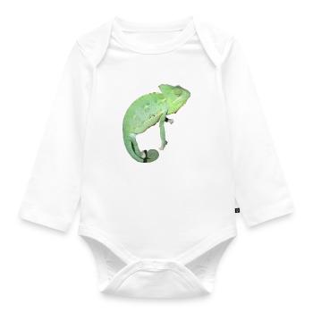 Chamäleon kuckt - Baby Bio-Langarm-Body - Weiß - Vorne