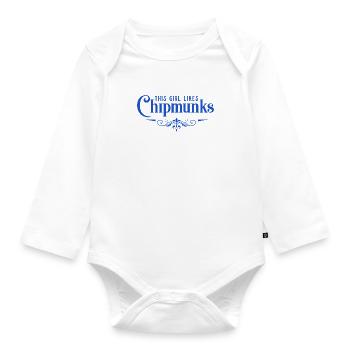 Girl Likes Chipmunks Forest Animal Nature - Organic Longsleeve Baby Bodysuit - white - Front
