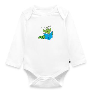 Books Bookworm - Organic Longsleeve Baby Bodysuit - white - Front