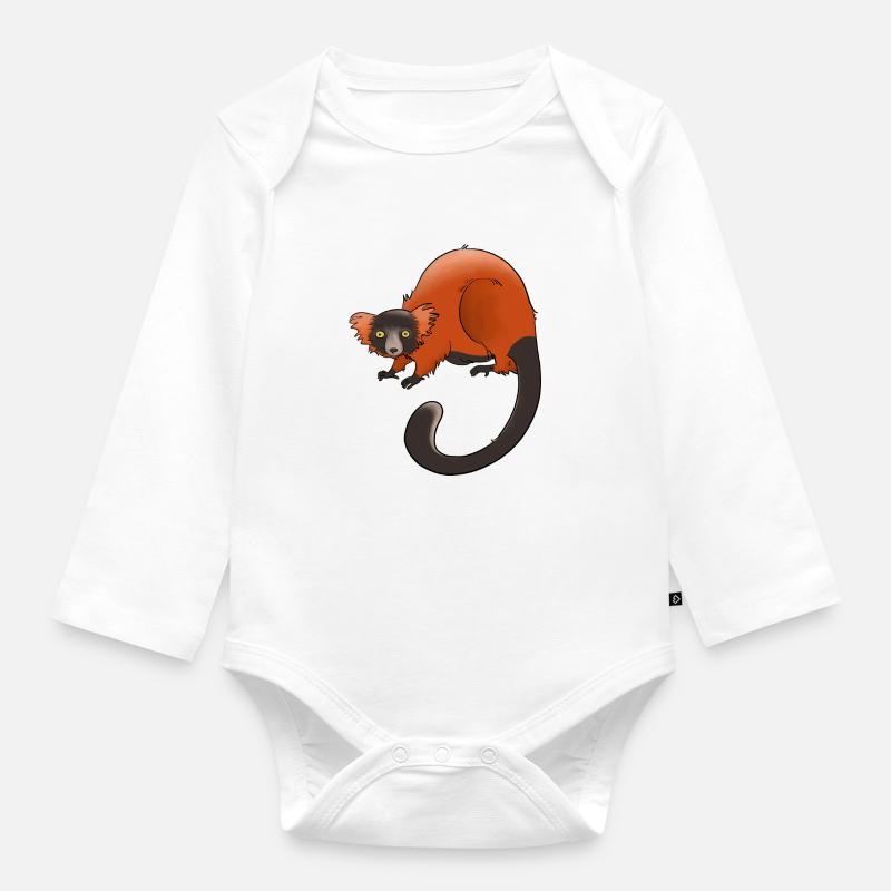 Rufous vari, Lemur oder nichts - Baby Bio-Langarm-Body - Weiß