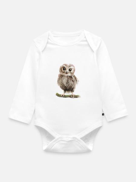 eule - Baby Bio-Langarm-Body - Weiß