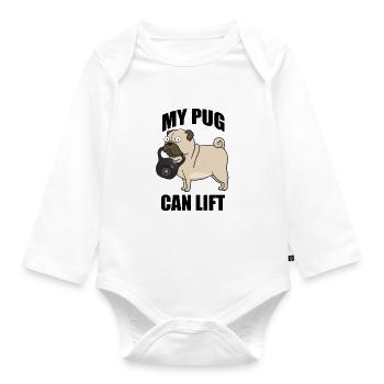 My Dog can lift weights at the gym - Organic Longsleeve Baby Bodysuit - white - Front