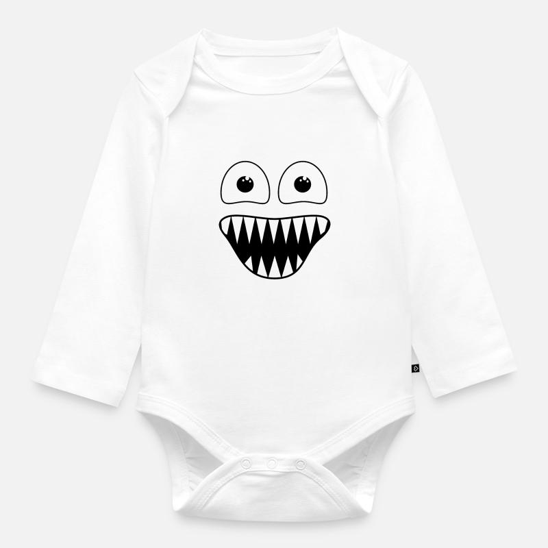 monstre - Body Bébé bio manches longues - blanc
