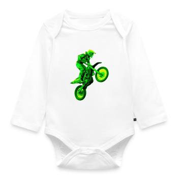enduro vert - Body Bébé bio manches longues - blanc - Devant