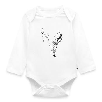 Fille avec des ballons noirs - Body Bébé bio manches longues - blanc - Devant