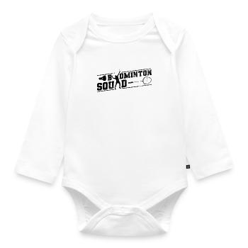 Shuttlecock, tournoi sportif, équipe de badminton - Body Bébé bio manches longues - blanc - Devant