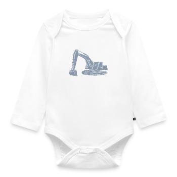 Excavator Driver Silhouette Design - For Construction Equipment Operator - Organic Longsleeve Baby Bodysuit - white - Front