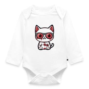 Chat Halloween Cool - Body Bébé bio manches longues - blanc - Devant