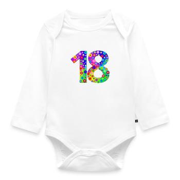 Blumen Zahl 18 - Baby Bio-Langarm-Body - Weiß - Vorne