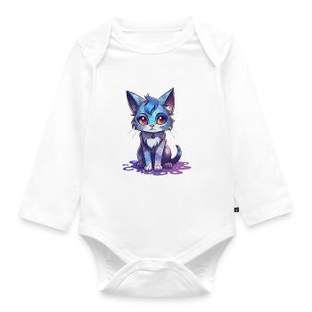 Cute Cat Child - Organic Longsleeve Baby Bodysuit - white - Front