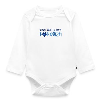 Fille aime le pop-corn et les films mangeant du - Body Bébé bio manches longues - blanc - Devant