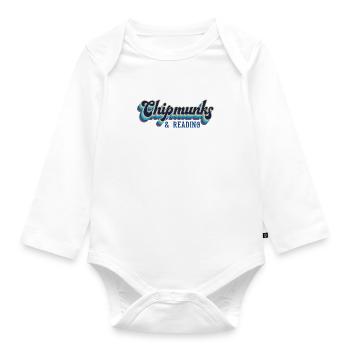 Chipmunks Reading Books Literature Squirrel - Organic Longsleeve Baby Bodysuit - white - Front