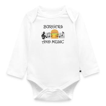 Hamburger et notes de musique Musicien Funny - Body Bébé bio manches longues - blanc - Devant