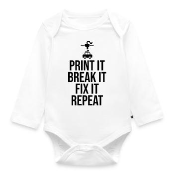3D-Drucker 3D-Druck - Baby Bio-Langarm-Body - Weiß - Vorne