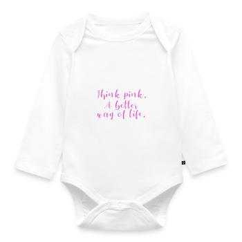 Think pink - Organic Longsleeve Baby Bodysuit - white - Front