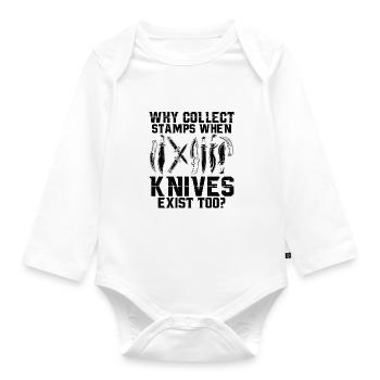 Geschenke für Messer Sammler | Antike Messer Hobby - Baby Bio-Langarm-Body - Weiß - Vorne