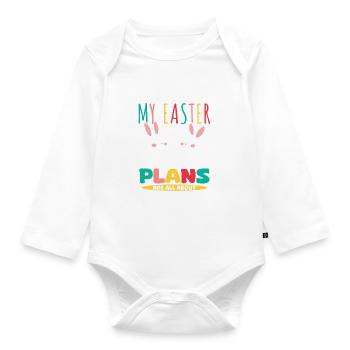 Mes projets de Pâques sont tous axés sur les pyjamas de lapin - Body Bébé bio manches longues - blanc - Devant