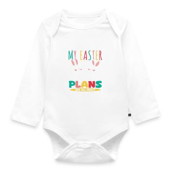 My Easter Plans Are All About Pajama Days - Organic Longsleeve Baby Bodysuit - white - Front