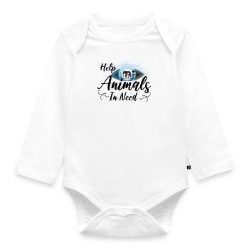 Help Animals Cute Animal Shelter Quote - Organic Longsleeve Baby Bodysuit - white - Front