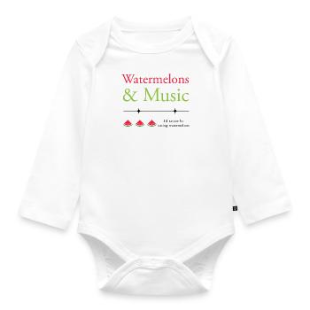 Wassermelonen und Musiknoten Musiker Melon - Baby Bio-Langarm-Body - Weiß - Vorne