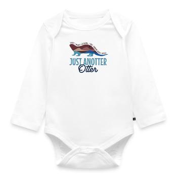 Anotter Otter Cute Forest Animal Wildlife Nature - Organic Longsleeve Baby Bodysuit - white - Front