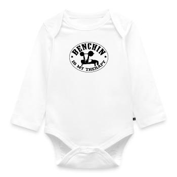 Benchin comme thérapie Powerlifter Benchpress Gym - Body Bébé bio manches longues - blanc - Devant