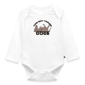 Boy Trains Dogs Funny Dog Trainer Dog School - Organic Longsleeve Baby Bodysuit - white - Front