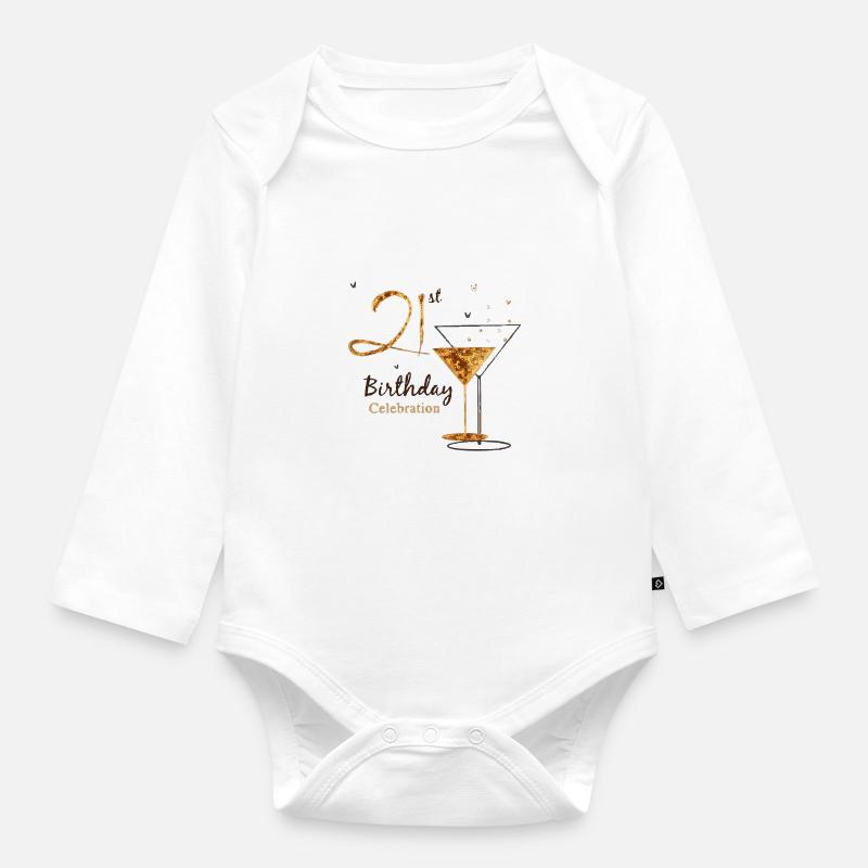 21. Geburtstag wird gross gefeiert - Baby Bio-Langarm-Body - Weiß
