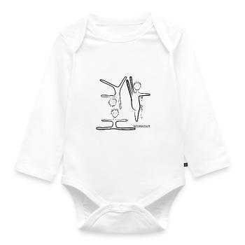 Daily Workout Shirt for Athletes - Organic Longsleeve Baby Bodysuit - white - Front