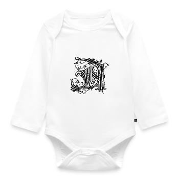 Medieval Core Medieval Initials N Castle Core - Organic Longsleeve Baby Bodysuit - white - Front
