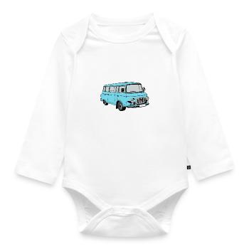 Barkas B1000 bleu - Body Bébé bio manches longues - blanc - Devant