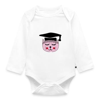 Akademikerin Katze - Baby Bio-Langarm-Body - Weiß - Vorne