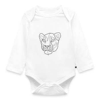 Löwen Kopf Linie - Baby Bio-Langarm-Body - Weiß - Vorne