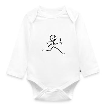 Hungriger Läufer, Laufen - Baby Bio-Langarm-Body - Weiß - Vorne