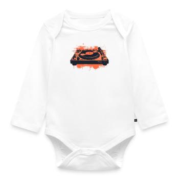 vinyl vinyl music turntable retro - Organic Longsleeve Baby Bodysuit - white - Front