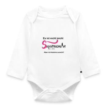 Es ist nicht leicht Superwoman zu sein - Baby Bio-Langarm-Body - Weiß - Vorne