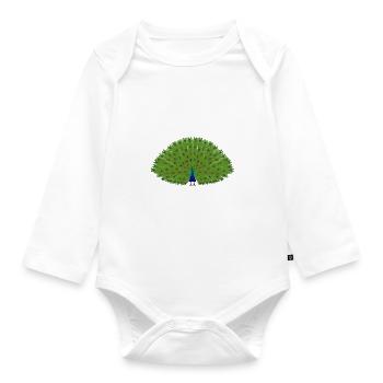 Pfau Rad - Baby Bio-Langarm-Body - Weiß - Vorne