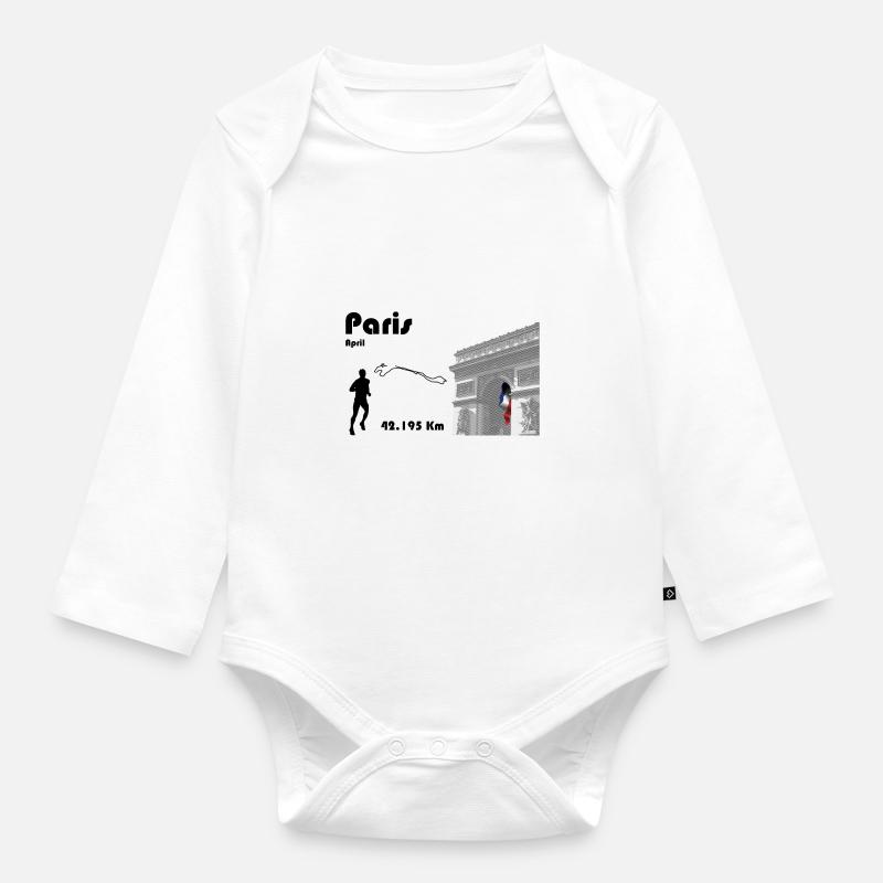 Paris marathon - Body Bébé bio manches longues - blanc