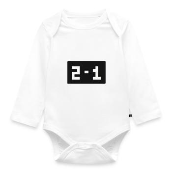 Retrogaming Spielergebnis 2 zu 1 Gewonnen Pixelig - Baby Bio-Langarm-Body - Weiß - Vorne