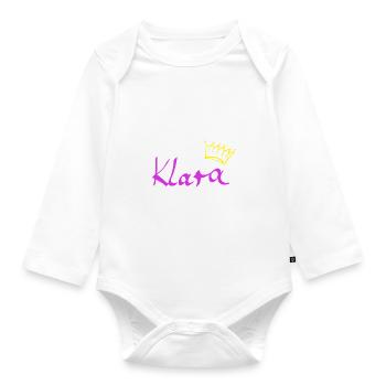 Klara avec une couronne comme idée cadeau - Body Bébé bio manches longues - blanc - Devant