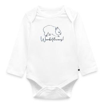 Wombatilicious Cute Wombat Wildlife Animal - Organic Longsleeve Baby Bodysuit - white - Front