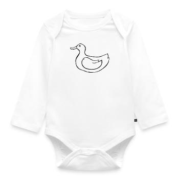 Süße Entenskizze, Waldtier, Natur, Vogel - Baby Bio-Langarm-Body - Weiß - Vorne