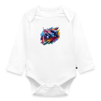 Drapeau australien en couleurs - Body Bébé bio manches longues - blanc - Devant