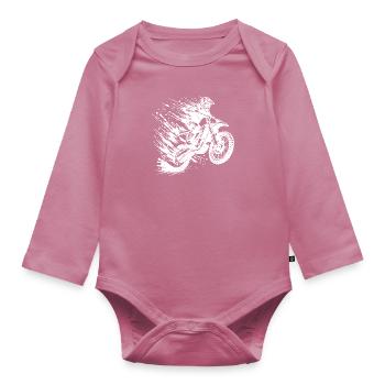 Adventure Sports Motocross Hobby Style Drawing - Organic Longsleeve Baby Bodysuit - mauve - Front