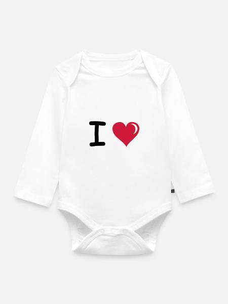 I love - Body Bébé bio manches longues - blanc