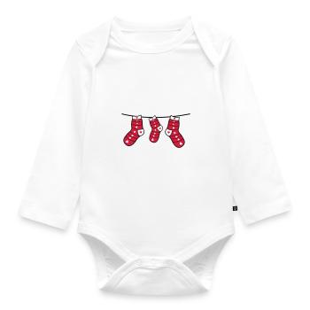 christmas socks - Organic Longsleeve Baby Bodysuit - white - Front