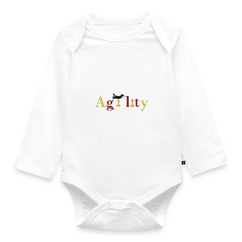 Agility font jump - Organic Longsleeve Baby Bodysuit - white - Front