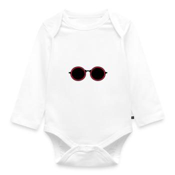 runde Sonnenbrille 812 - Baby Bio-Langarm-Body - Weiß - Vorne