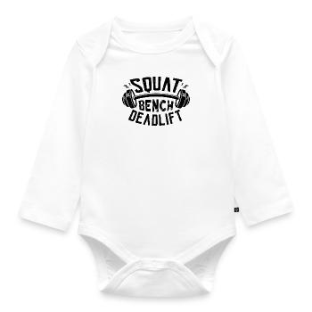Entraînement musculaire Powerlifter Squat Deadlift - Body Bébé bio manches longues - blanc - Devant